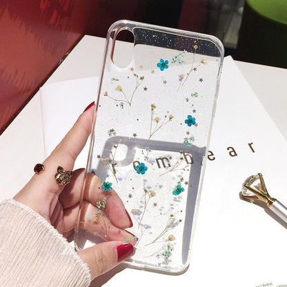 Real Dried Flower Transparent Protective Case for iPhone 17 16 15 14 13 12 11 Pro Max X Xr 7 8