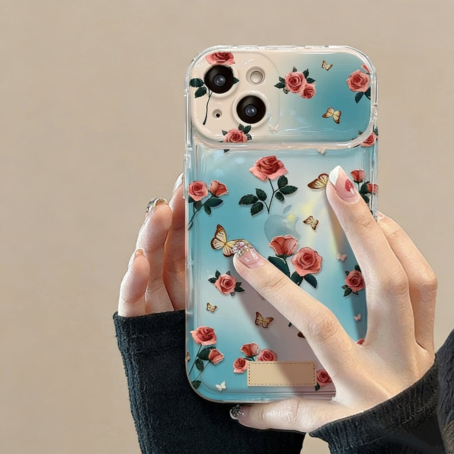 Flip mirror retro rose phone case