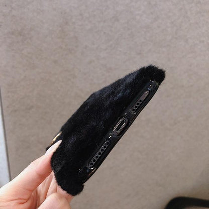 Simple Solid Color Winter Warm Short Plush Soft Protective Case for iPhone 17 16 15 14 13 12 11 Pro Max X Xr 7 8