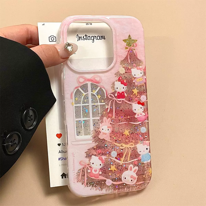 Girly Pink Glitter Christmas Tree Phone Case