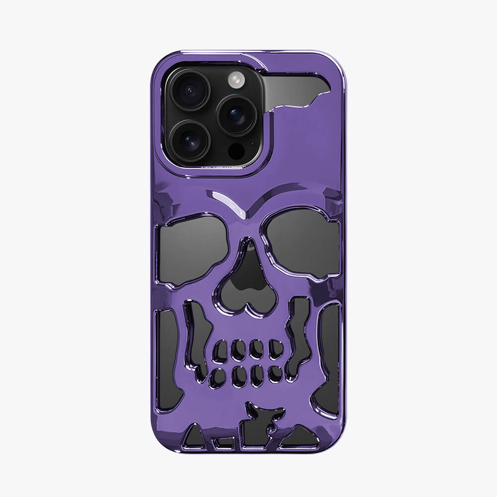 Coque iPhone en TPU ajouré à motif crâne électroplaqué et givré