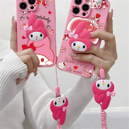 3D Dolls Cartoon Pink Bear iPhone Case Back Cover for iPhone 16 15 14 13 12 11 Pro Max