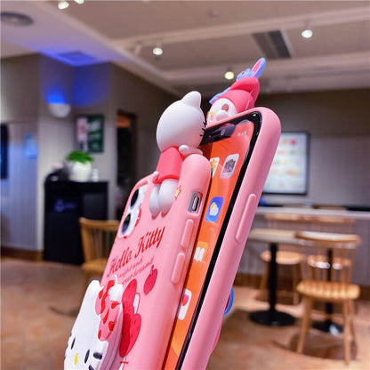 3D Dolls Cartoon Pink Bear iPhone Case Back Cover for iPhone 16 15 14 13 12 11 Pro Max