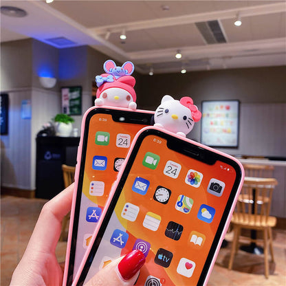 3D Dolls Cartoon Pink Bear iPhone Case Back Cover for iPhone 16 15 14 13 12 11 Pro Max