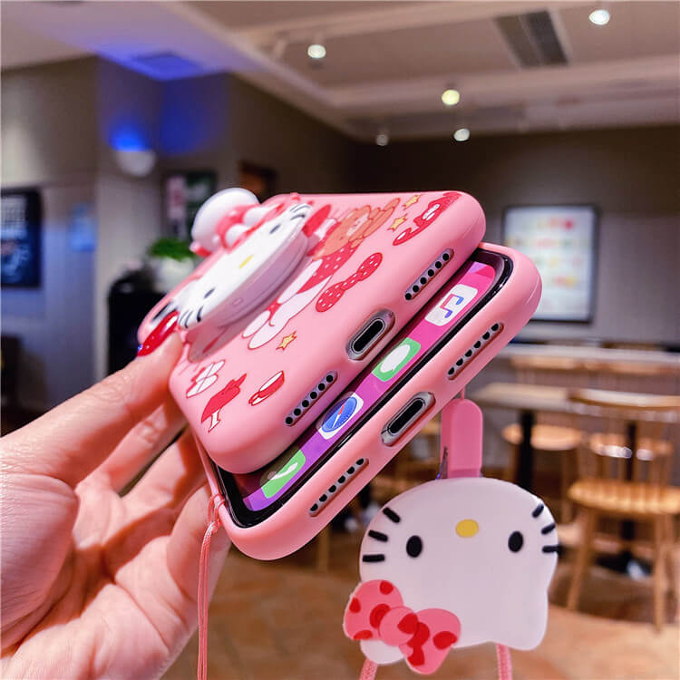 3D Dolls Cartoon Pink Bear iPhone Case Back Cover for iPhone 16 15 14 13 12 11 Pro Max