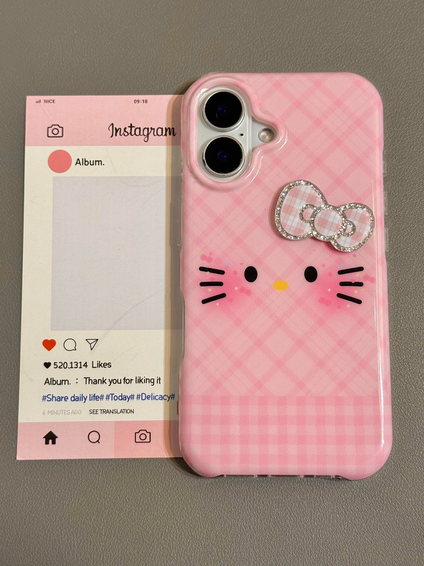 Kitty Plaid Bow Pink Cute Kawaii Phone Case