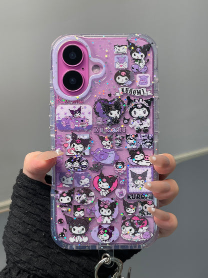 kuro Purple Glitter Clear Cute Kawaii Phone Case