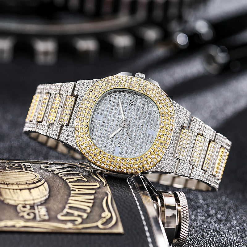 Gold Full Diamond Luxury Quartz Watch Hip Hop