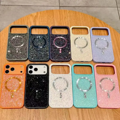 Glitter Diamond Magsafe Phone Case For iPhone 17 16 15 14 13 12 Pro Max Plus Magnetic Wireless Charging Shockproof Cover