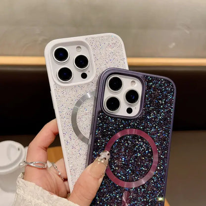 Glitter Diamond Magsafe Phone Case For iPhone 17 16 15 14 13 12 Pro Max Plus Magnetic Wireless Charging Shockproof Cover