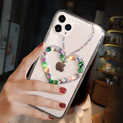 Handmade Crystal Bling Heart Clear Phone Case for iPhone 17 16 15 14 13 12 11 Plus Pro Max SE 7 8 6