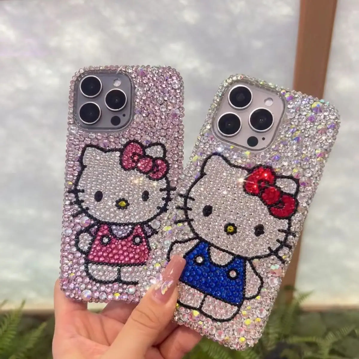 Handmade Diamond Kitty Phone Case for iPhone Glitter Cartoons Back Cover