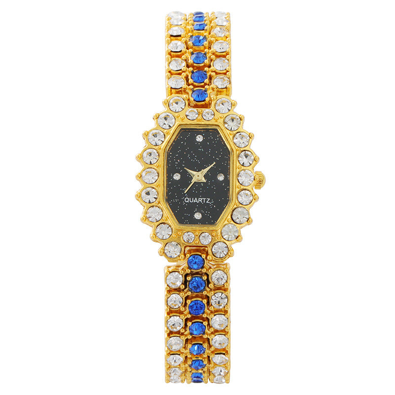 Diamond-encrusted Square Rhombus Bracelet Colored Diamond Quartz Watch