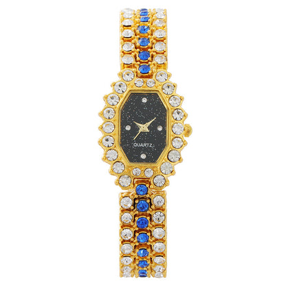 Diamond-encrusted Square Rhombus Bracelet Colored Diamond Quartz Watch