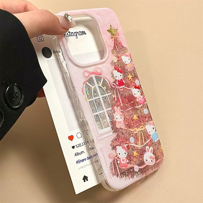 Girly Pink Glitter Christmas Tree Phone Case