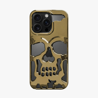 Coque iPhone en TPU ajouré à motif crâne électroplaqué et givré
