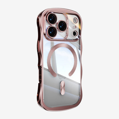 Étui pour iPhone à chargement magnétique électroplaqué en forme de vague