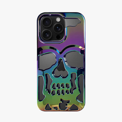 Coque iPhone en TPU ajouré à motif crâne électroplaqué et givré