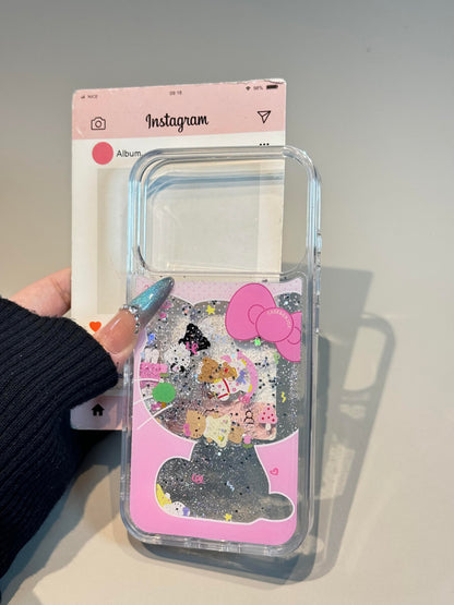 Kitty Bling Glitter Liquid Quicksand Clear Cute Kawaii Phone Case