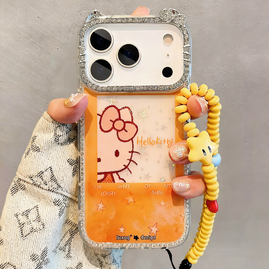 Hand-painted graffiti milk orange star photo frame kitty cat