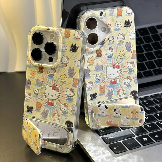 Hello Kitty full-screen animal pattern feather-patterned phone case