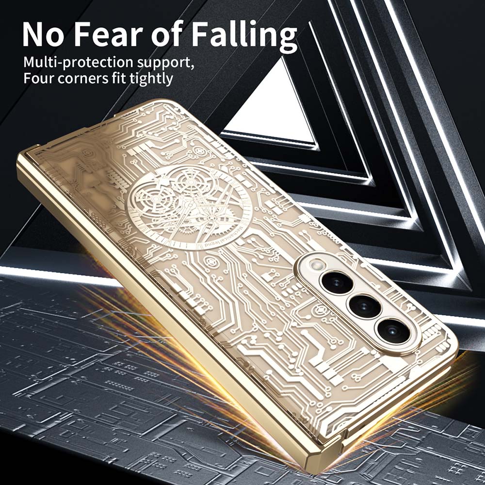 Newest Electroplating Transparent Mechanical All-Inclusive Drop-Proof Protective Case For Samsung Galaxy Z Fold3 Fold4 5G