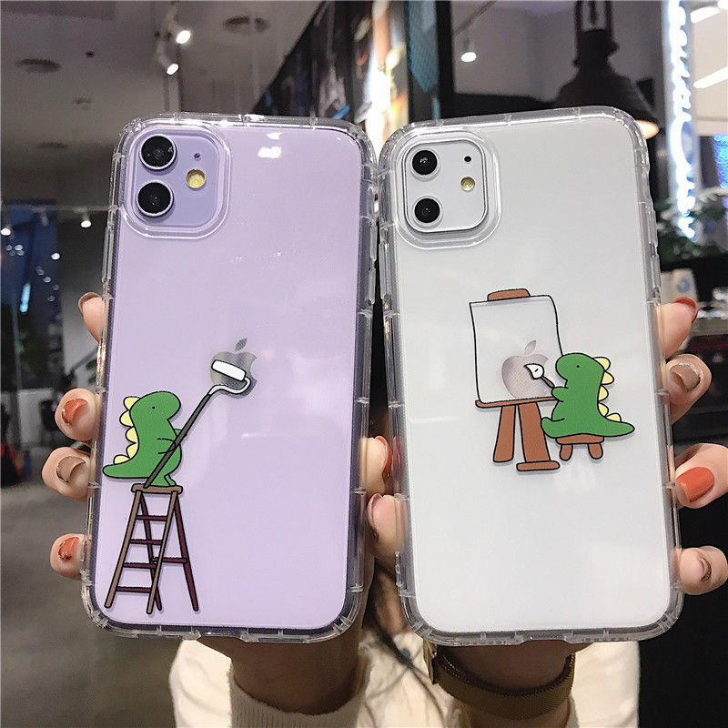 Coque de téléphone créative avec un adorable dessin de dinosaure pour iPhone