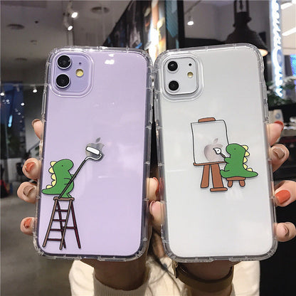 Coque de téléphone créative avec un adorable dessin de dinosaure pour iPhone