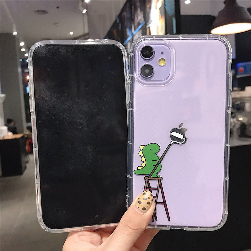 Coque de téléphone créative avec un adorable dessin de dinosaure pour iPhone