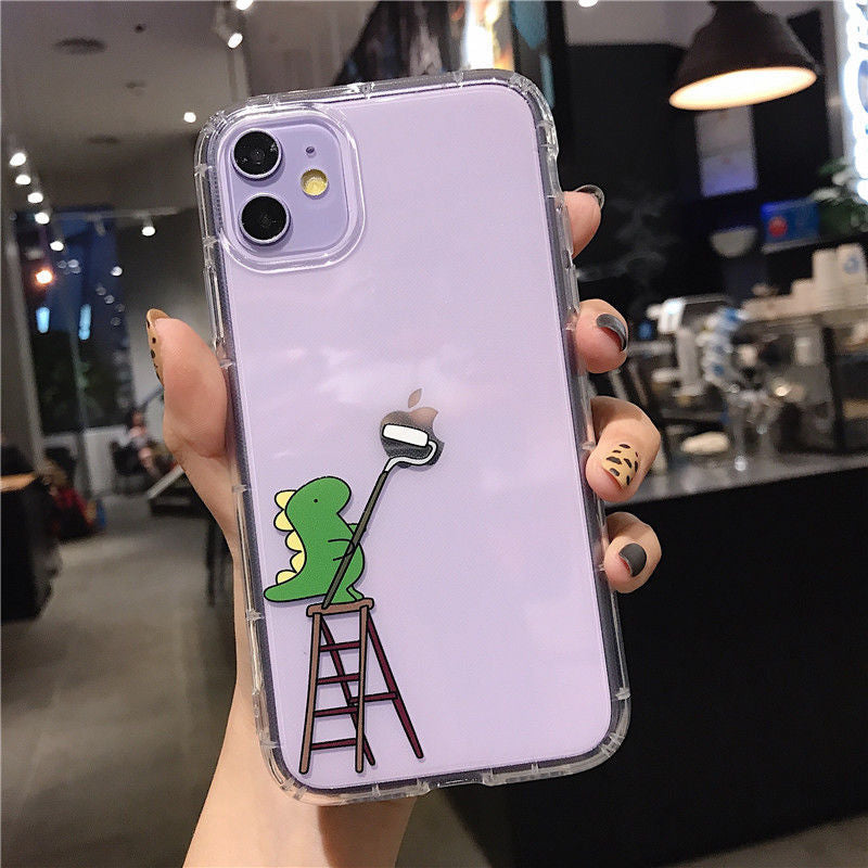 Coque de téléphone créative avec un adorable dessin de dinosaure pour iPhone