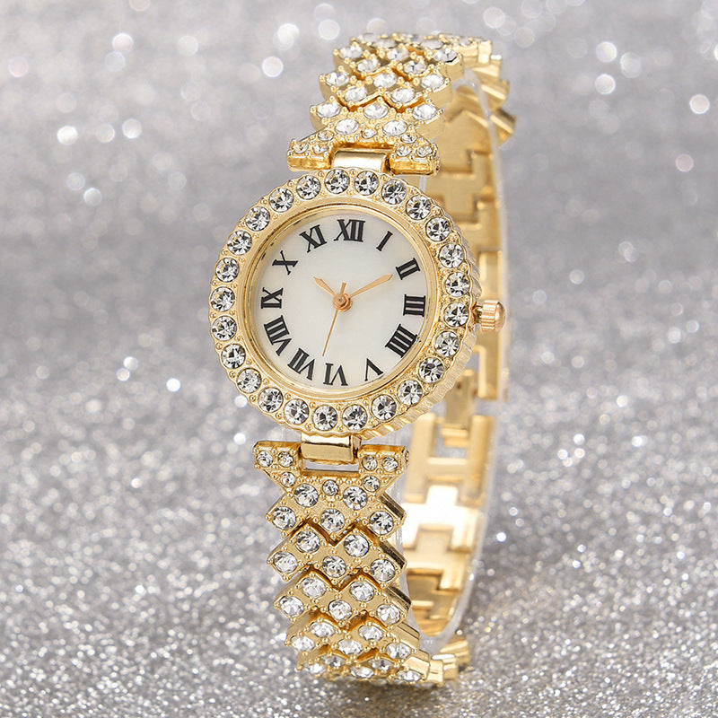 Gold Full Diamond Luxury Quartz Watch