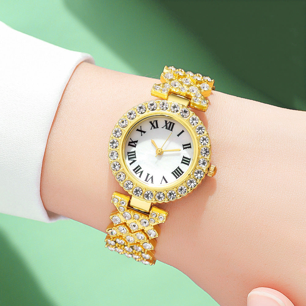 Gold Full Diamond Luxury Quartz Watch