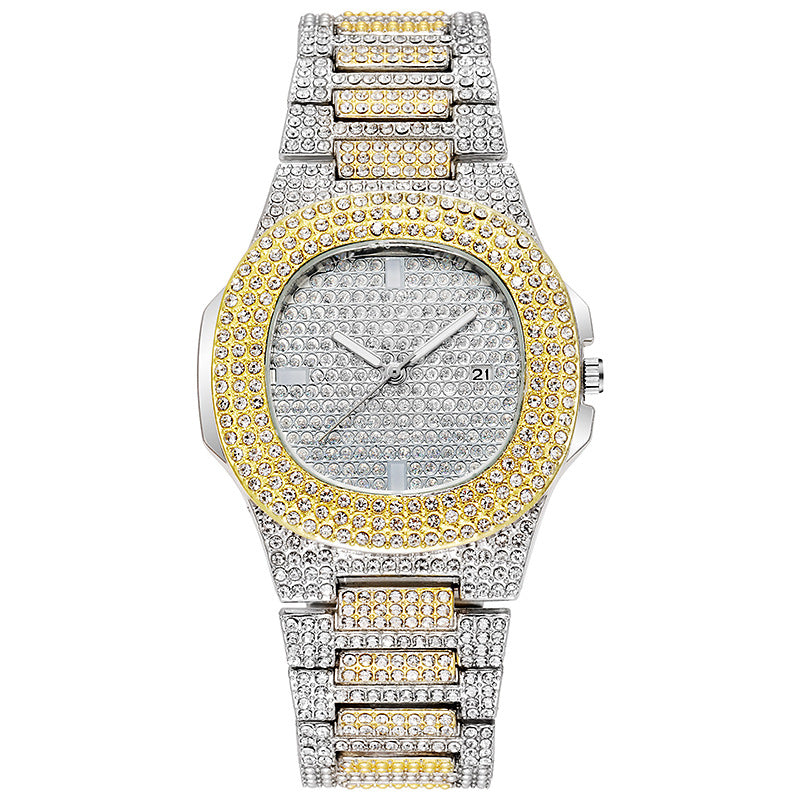 Gold Full Diamond Luxury Quartz Watch Hip Hop