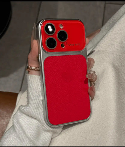 High-value retro multi-color minimalist leather phone case