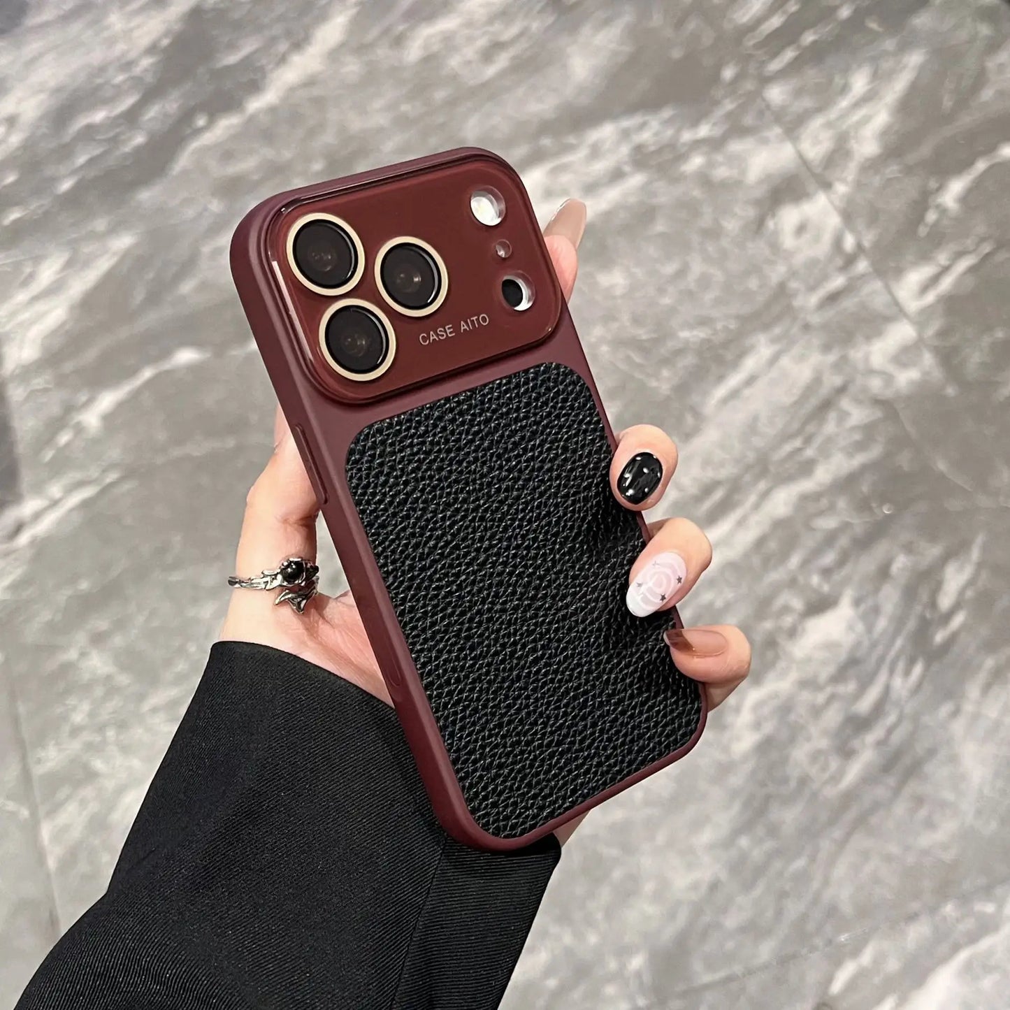 High-value retro multi-color minimalist leather phone case