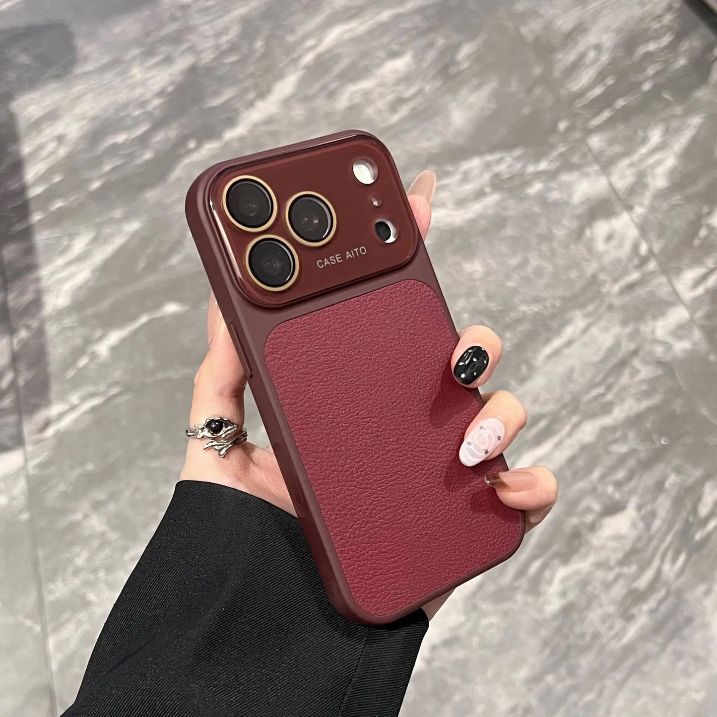 High-value retro multi-color minimalist leather phone case