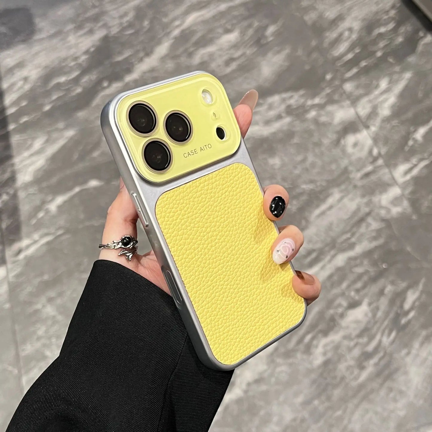 High-value retro multi-color minimalist leather phone case