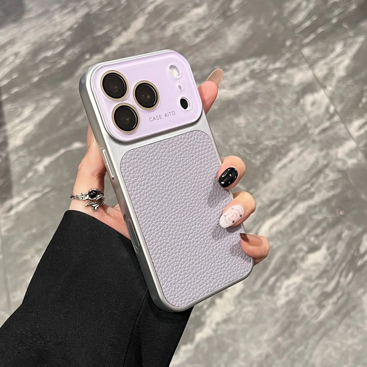High-value retro multi-color minimalist leather phone case