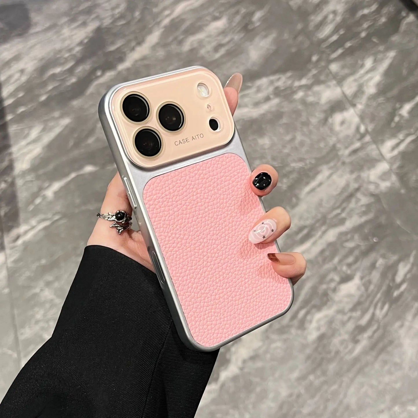 High-value retro multi-color minimalist leather phone case