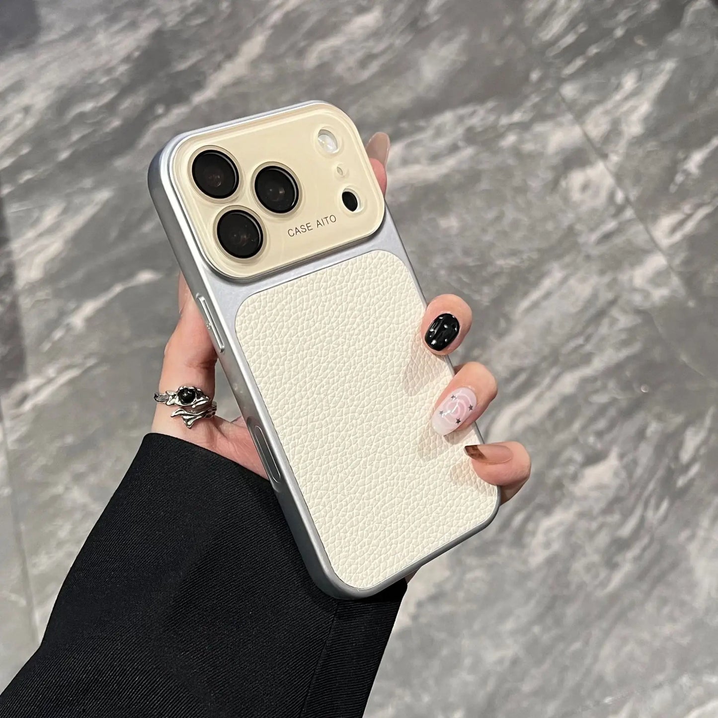 High-value retro multi-color minimalist leather phone case