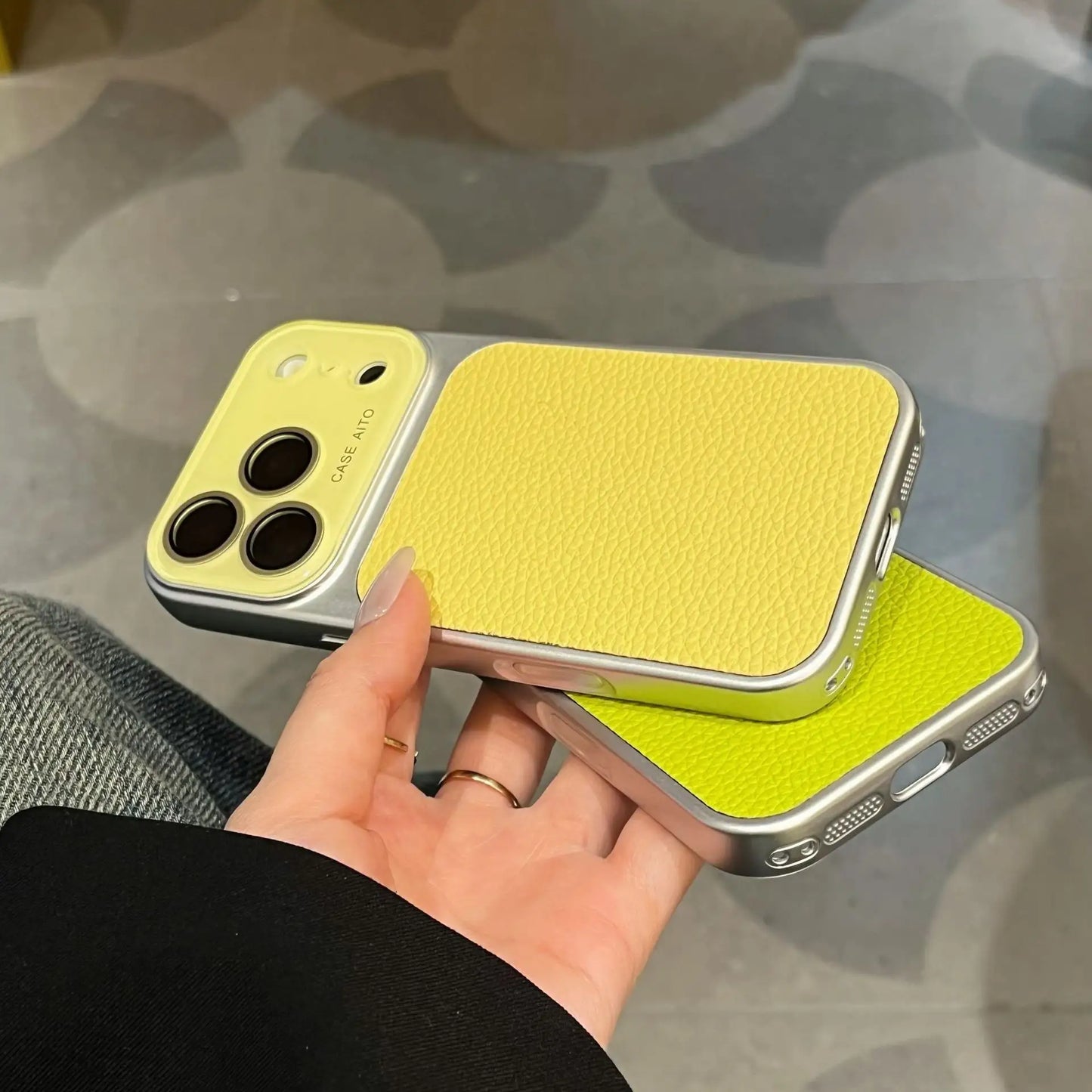 High-value retro multi-color minimalist leather phone case