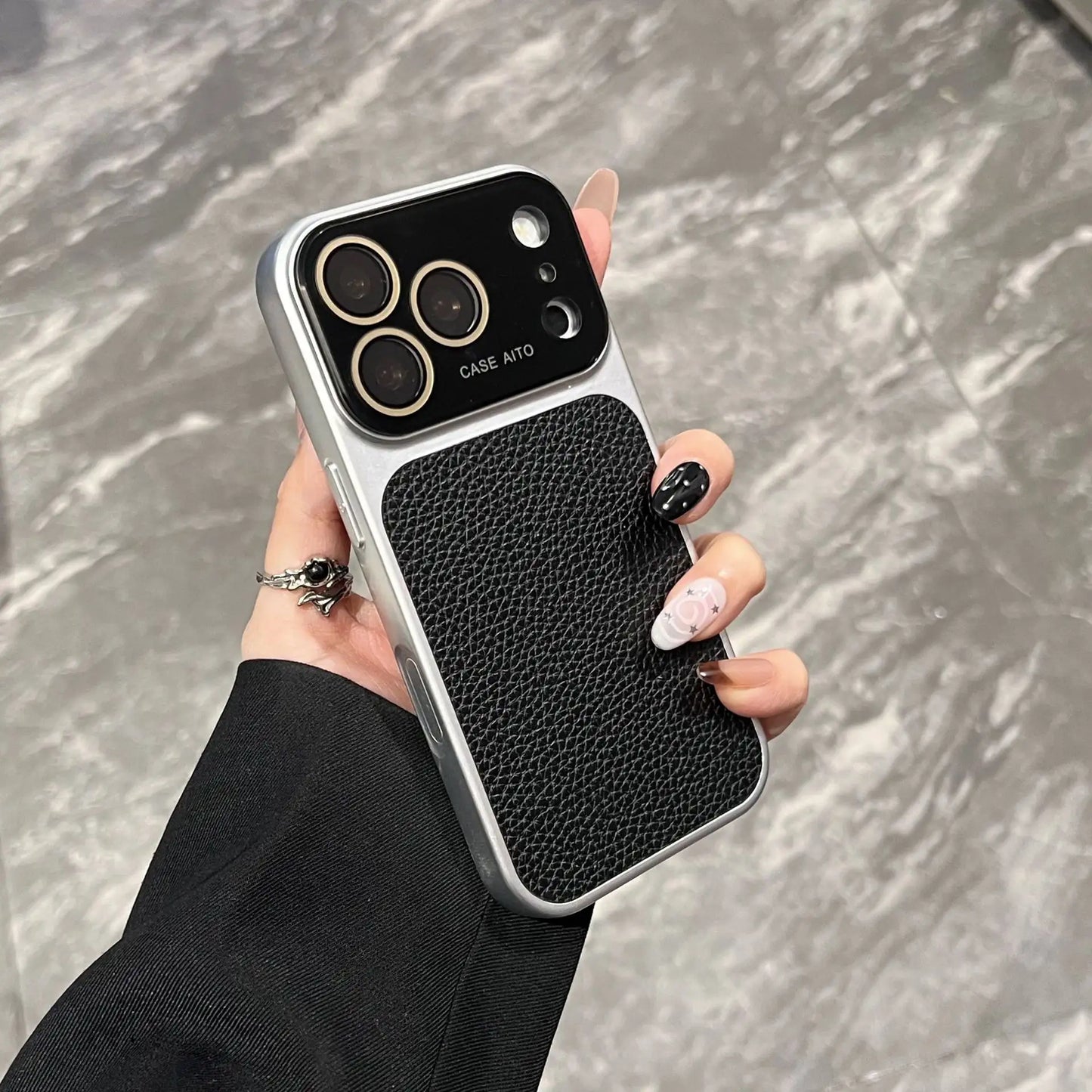 High-value retro multi-color minimalist leather phone case