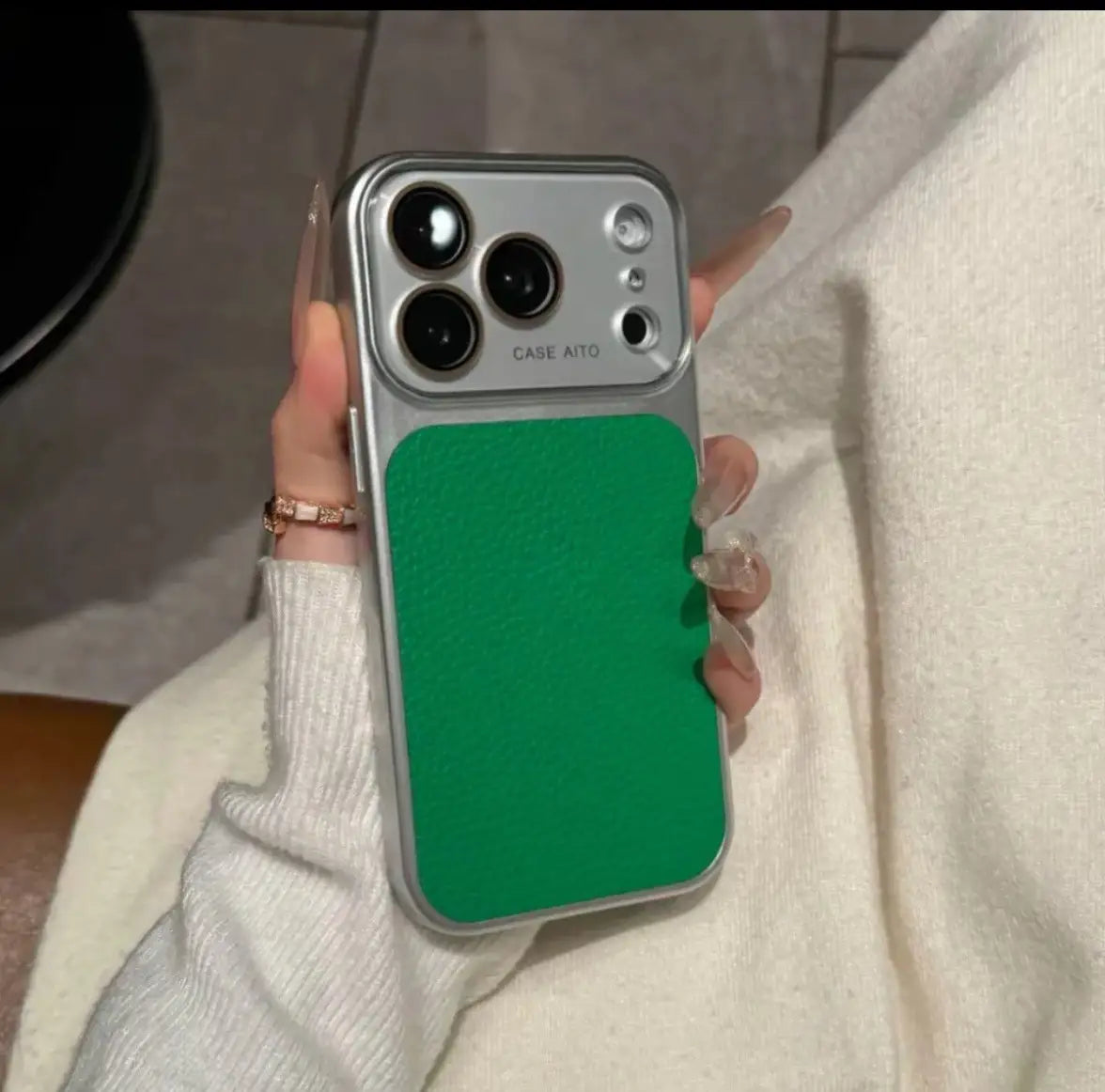 High-value retro multi-color minimalist leather phone case