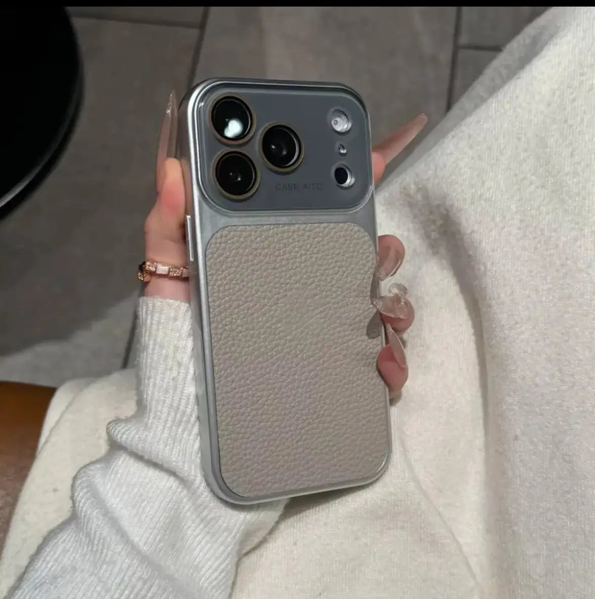 High-value retro multi-color minimalist leather phone case