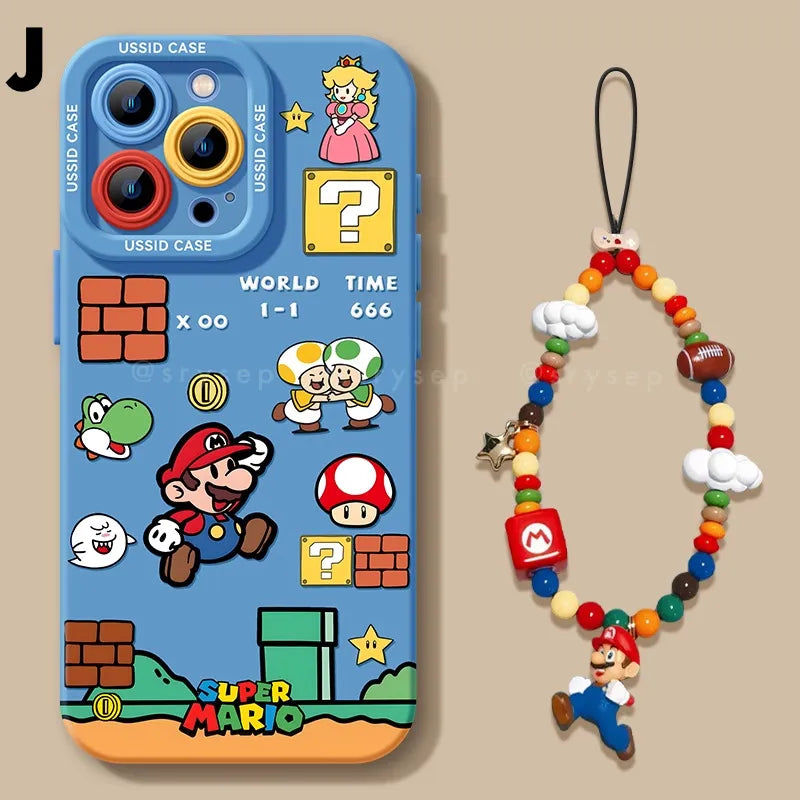 Mari Liquid Silicone Phone Case For iPhone with Beads Lanyard