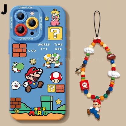 Mari Liquid Silicone Phone Case For iPhone with Beads Lanyard