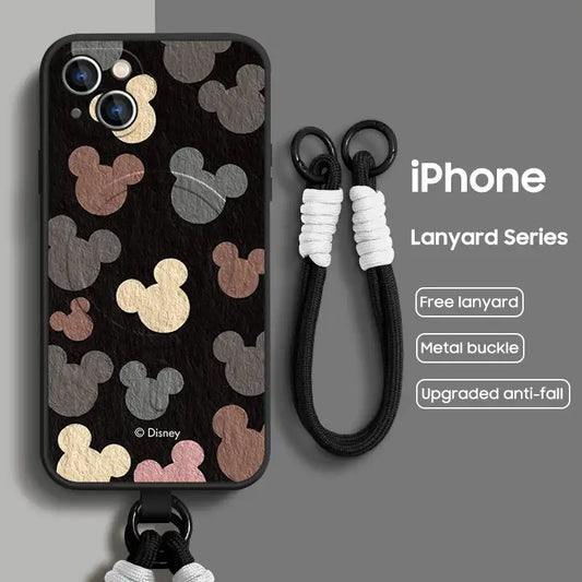 iPhone Lanyard Series | Mick Mouse Liquid Silicone MagSafe Phone Case
