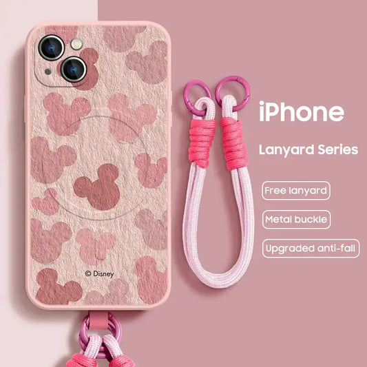 iPhone Lanyard Series | Mick Mouse Liquid Silicone MagSafe Phone Case