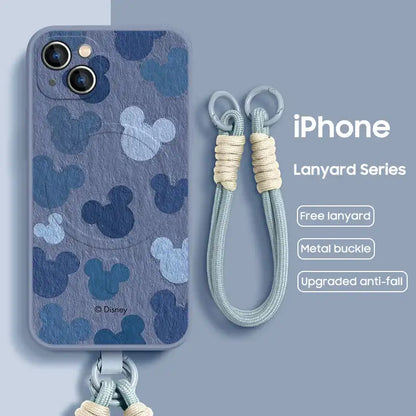 iPhone Lanyard Series | Mick Mouse Liquid Silicone MagSafe Phone Case