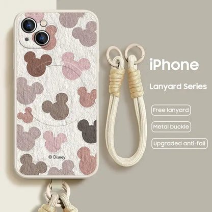 iPhone Lanyard Series | Mick Mouse Liquid Silicone MagSafe Phone Case